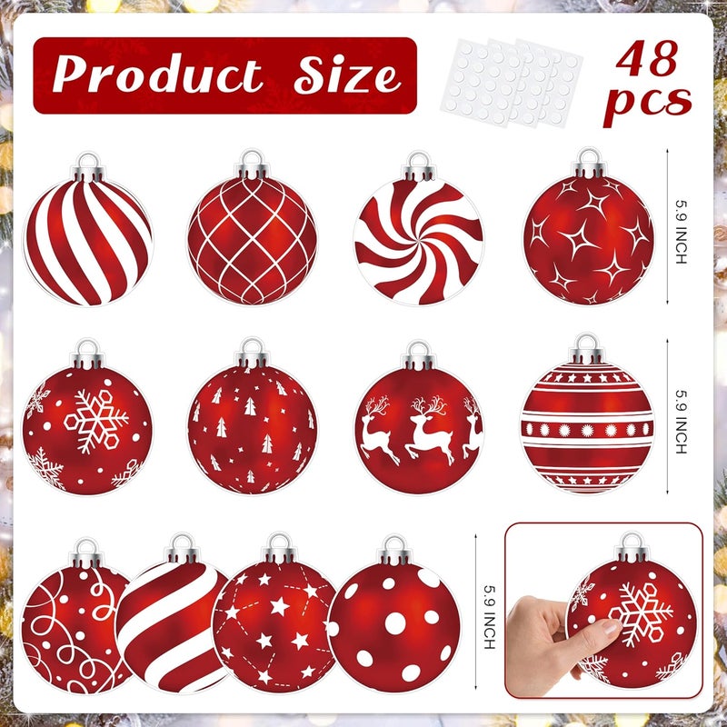 TREWAVE Christmas Ball Cutouts Bulletin Board Decorations Classroom Winter Holiday Cut-Outs Ornaments Home School Christmas Stickers for Wall Window Blackboard Decor - Image 2